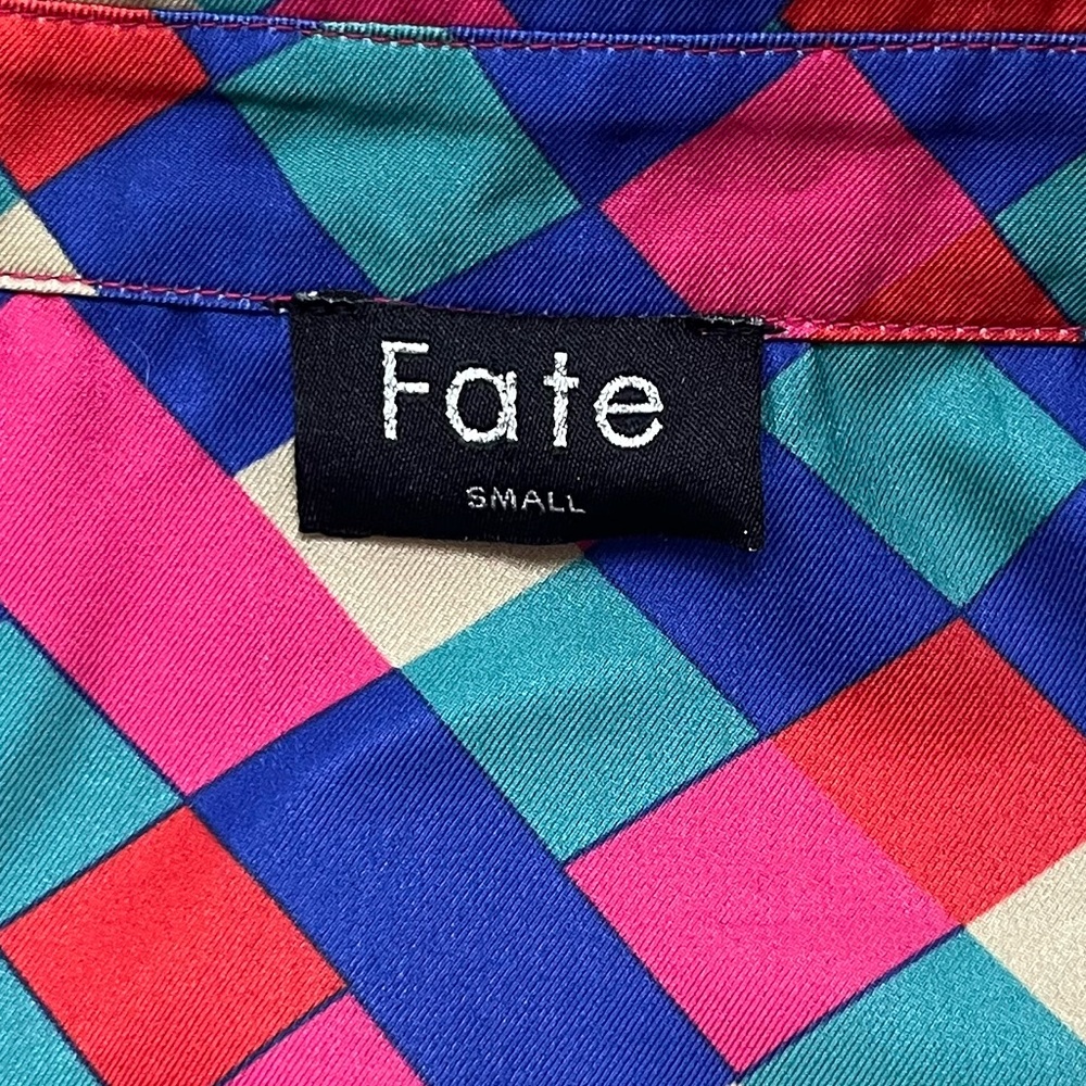 Fate Silky Color Block Button Down Top Small - image 7